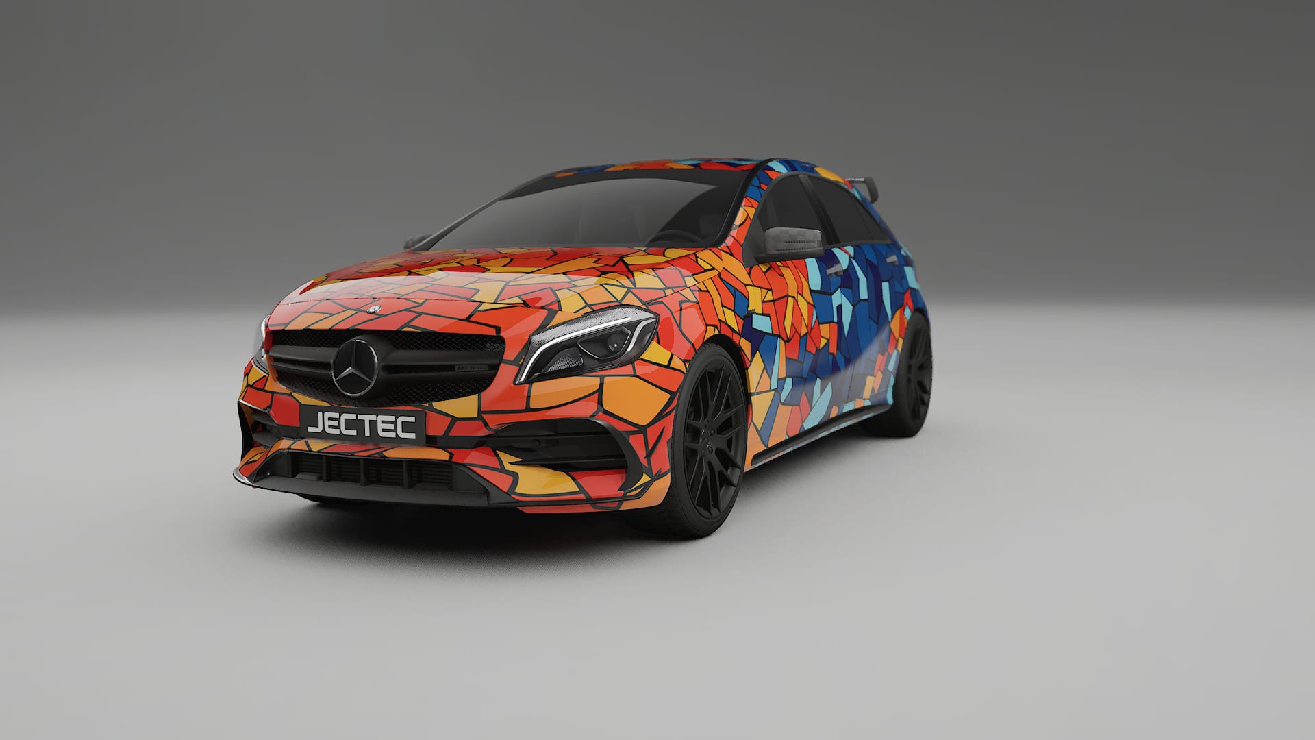 Mercedes A45 AMG W176 BARCELONA – Ontworpen Wrap PPF Kit van Printbaar Polyurethaanfolie