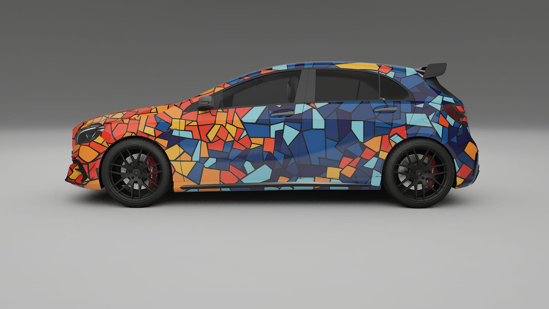 Mercedes A45 AMG W176 BARCELONA – Ontworpen Wrap PPF Kit van Printbaar Polyurethaanfolie