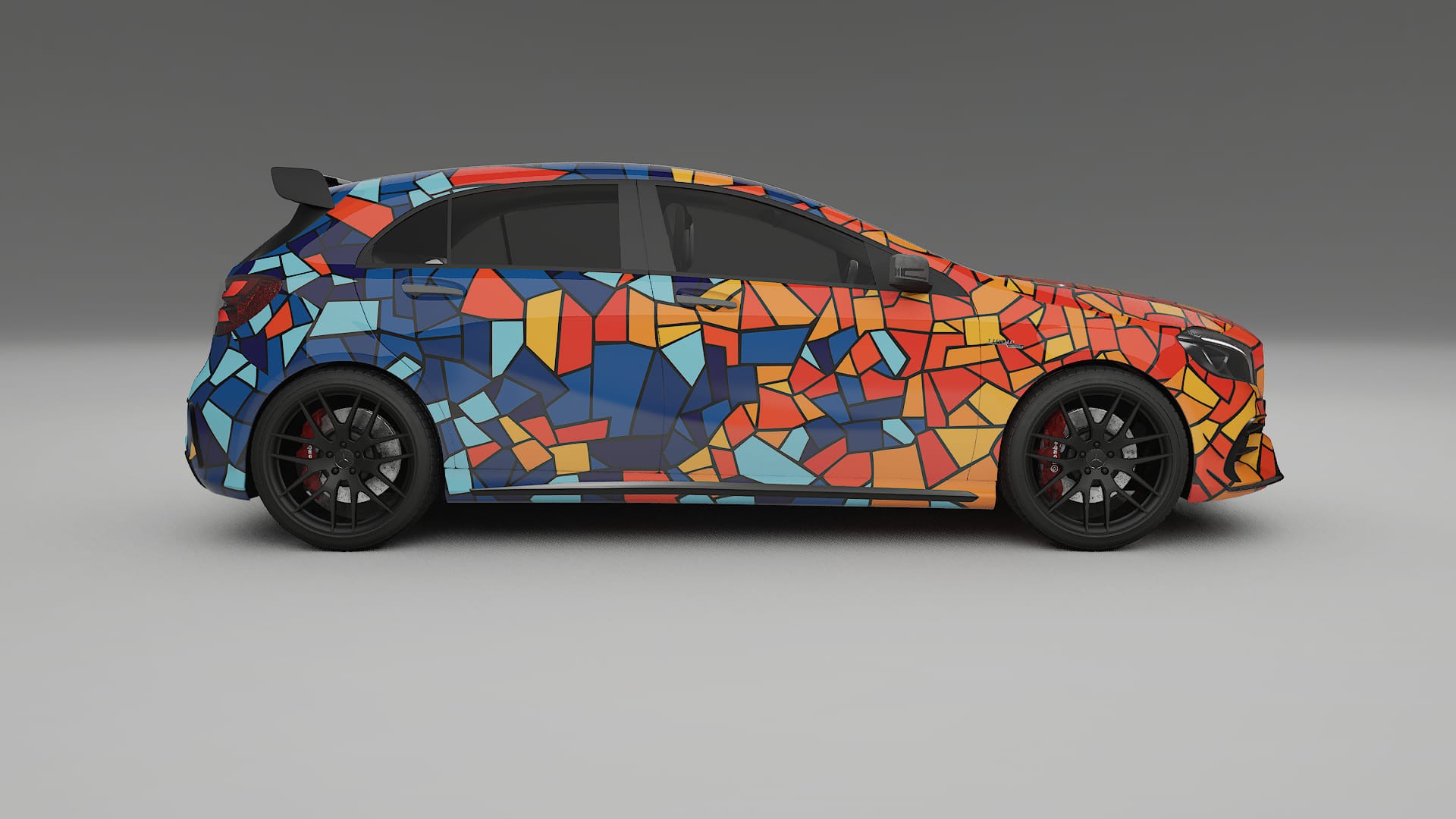 Mercedes A45 AMG W176 BARCELONA – Ontworpen Wrap PPF Kit van Printbaar Polyurethaanfolie