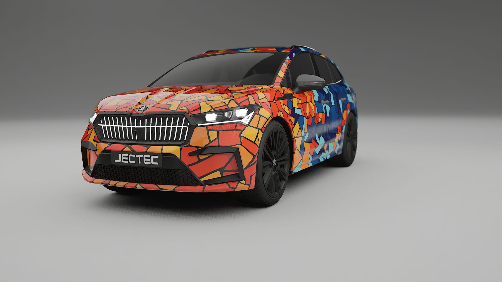 Škoda Enyaq MEB BARCELONA – Ontworpen Wrap PPF Kit van Printbaar Polyurethaanfolie