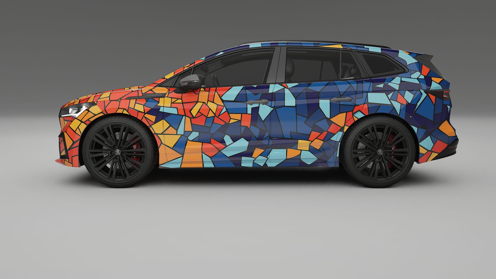 Škoda Enyaq MEB BARCELONA – Ontworpen Wrap PPF Kit van Printbaar Polyurethaanfolie
