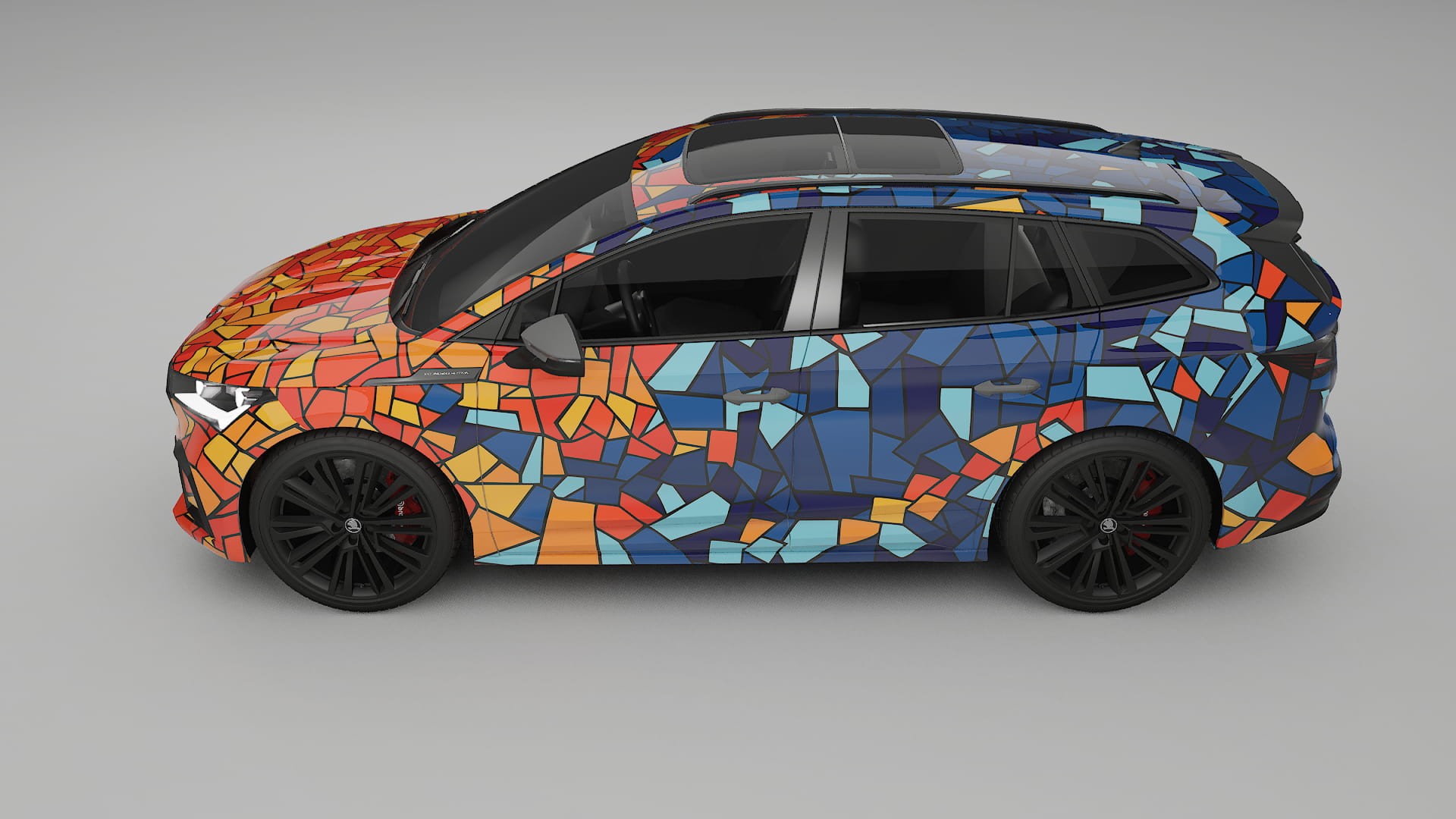 Škoda Enyaq MEB BARCELONA – Ontworpen Wrap PPF Kit van Printbaar Polyurethaanfolie