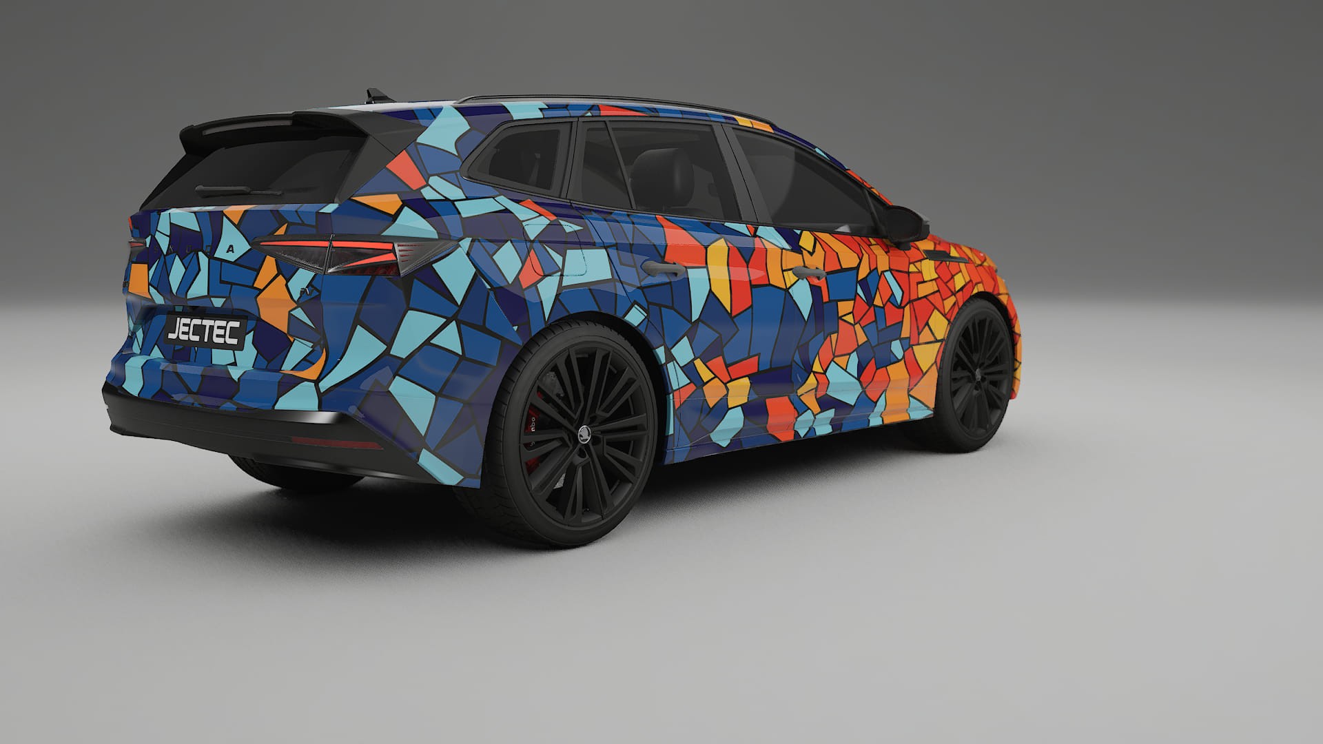Škoda Enyaq MEB BARCELONA – Ontworpen Wrap PPF Kit van Printbaar Polyurethaanfolie