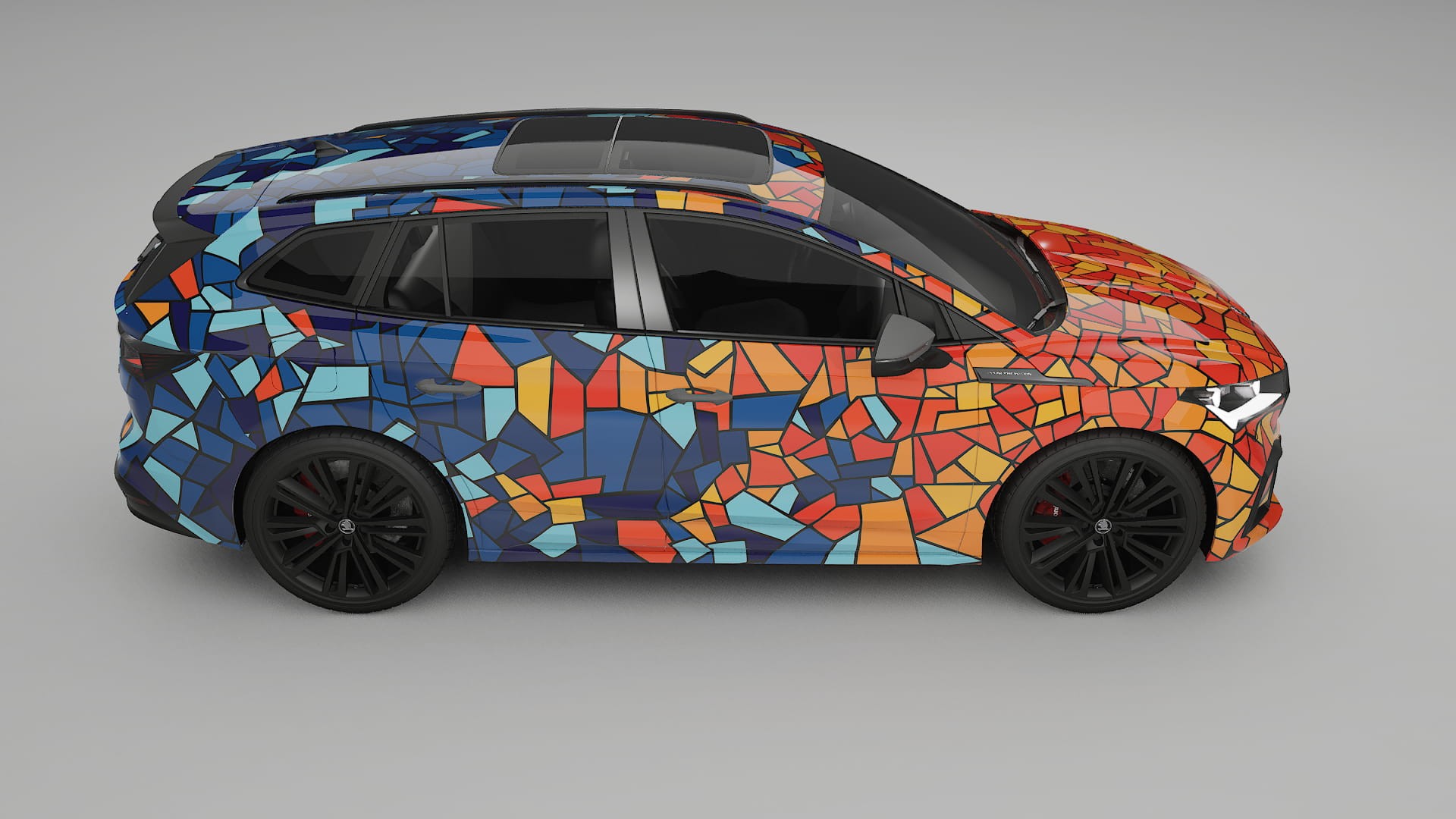 Škoda Enyaq MEB BARCELONA – Ontworpen Wrap PPF Kit van Printbaar Polyurethaanfolie
