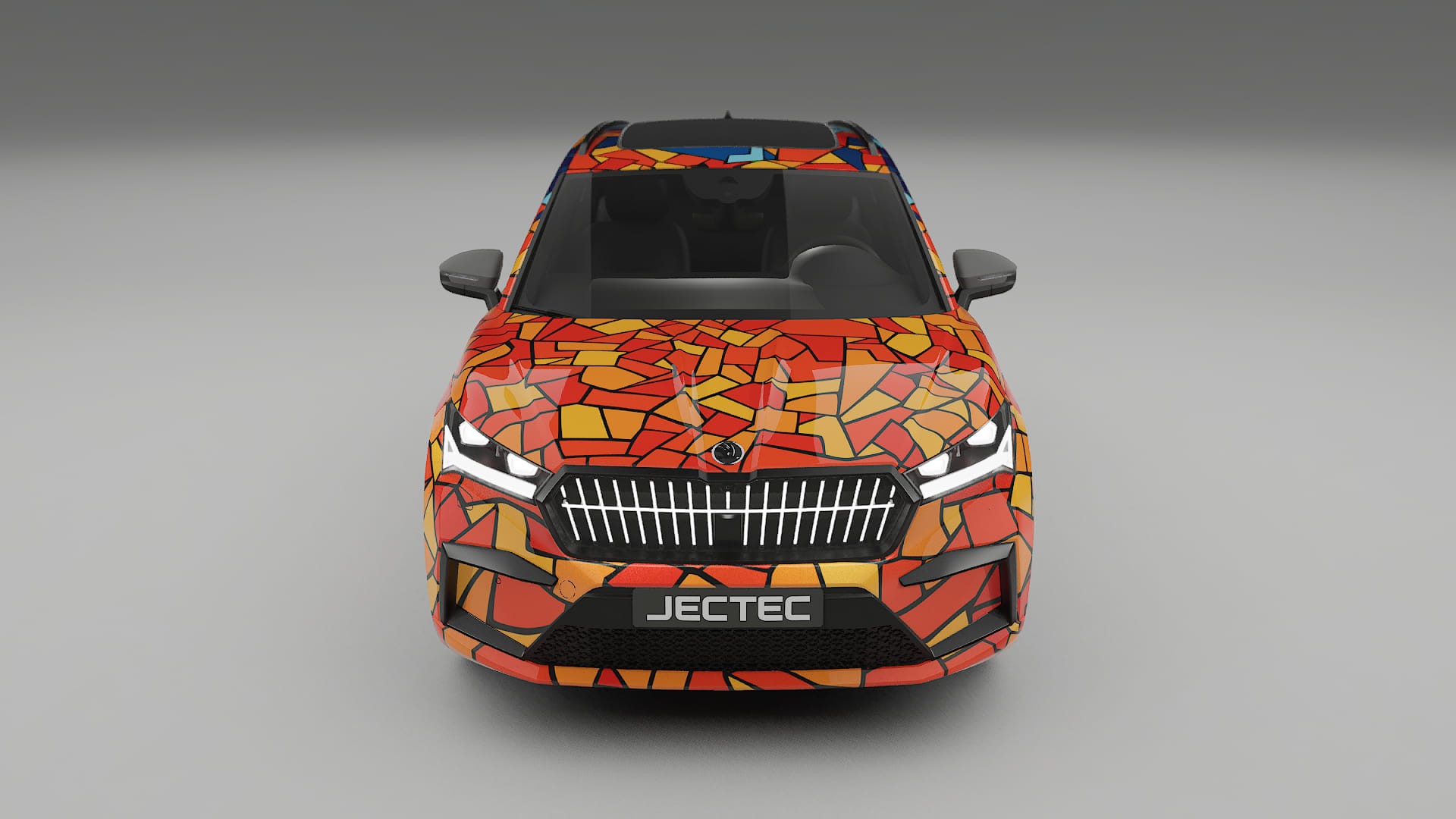 Škoda Enyaq MEB BARCELONA – Ontworpen Wrap PPF Kit van Printbaar Polyurethaanfolie