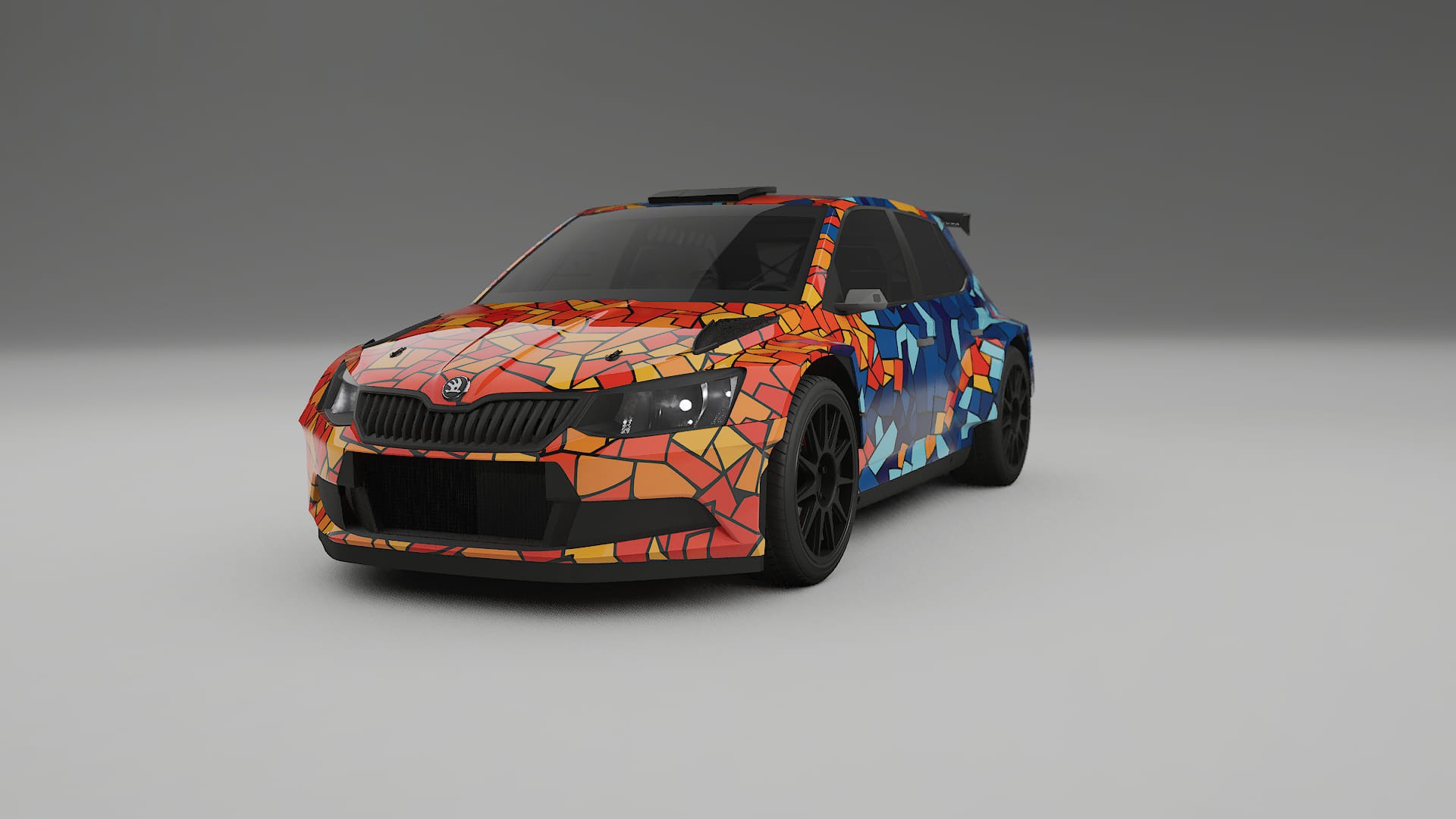 Škoda Fabia R5 6V BARCELONA – Ontworpen Wrap PPF Kit van Printbaar Polyurethaanfolie