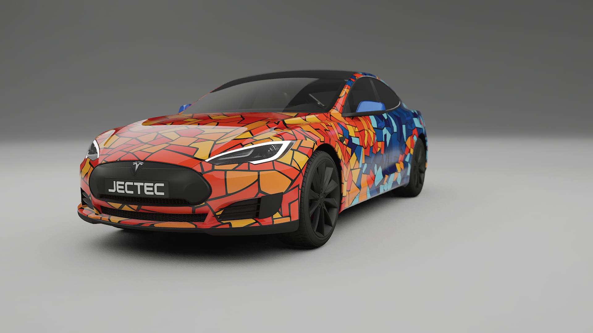 Tesla Model-S BARCELONA – Ontworpen Wrap PPF Kit van Printbaar Polyurethaanfolie