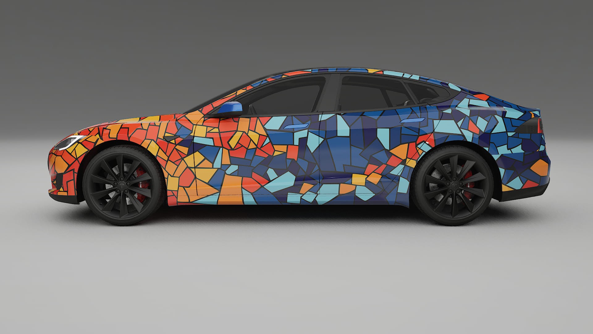 Tesla Model-S BARCELONA – Ontworpen Wrap PPF Kit van Printbaar Polyurethaanfolie