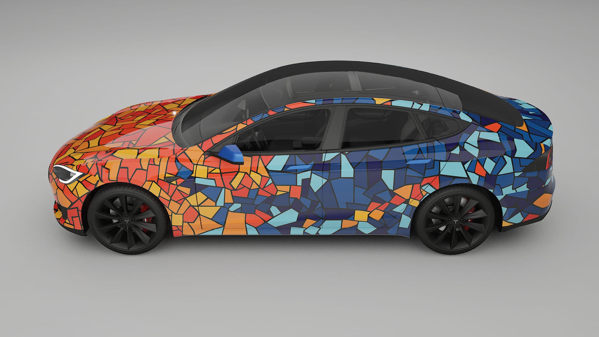Tesla Model-S BARCELONA – Ontworpen Wrap PPF Kit van Printbaar Polyurethaanfolie