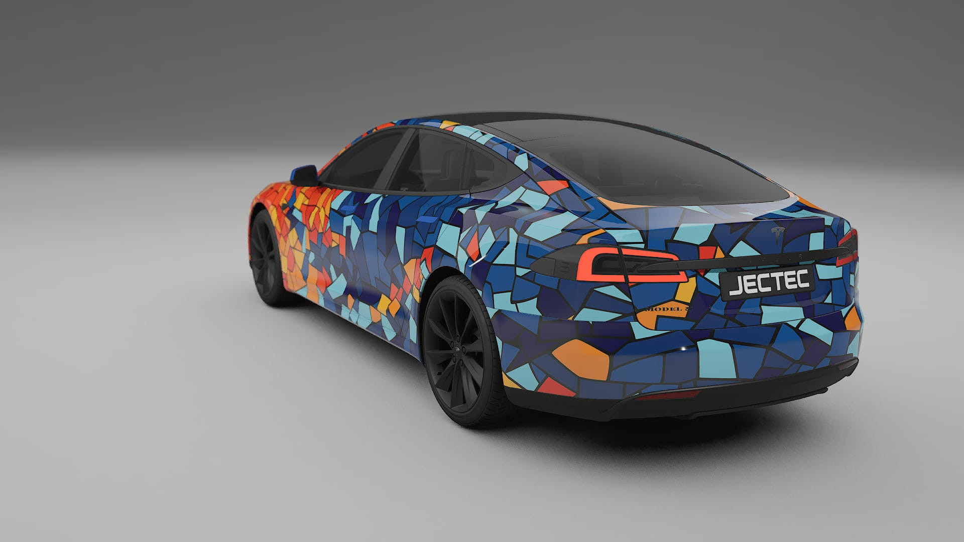 Tesla Model-S BARCELONA – Ontworpen Wrap PPF Kit van Printbaar Polyurethaanfolie