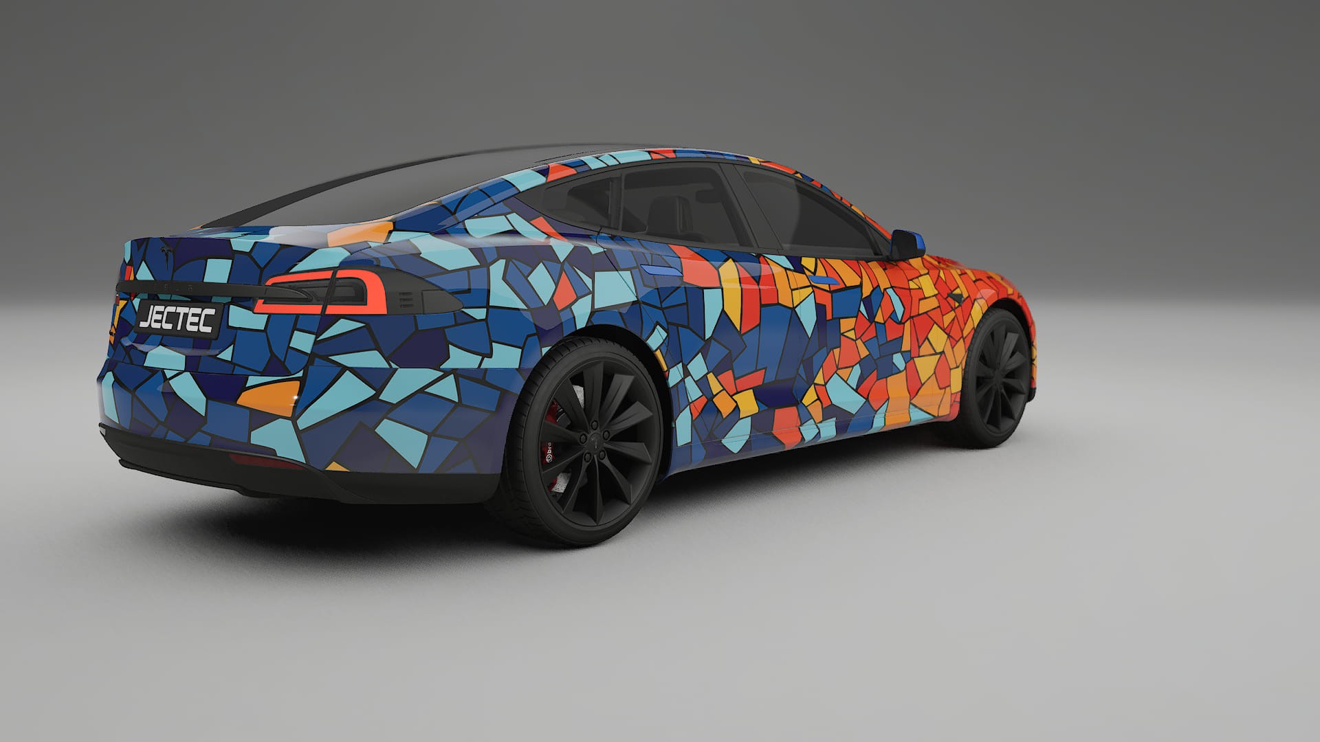 Tesla Model-S BARCELONA – Ontworpen Wrap PPF Kit van Printbaar Polyurethaanfolie