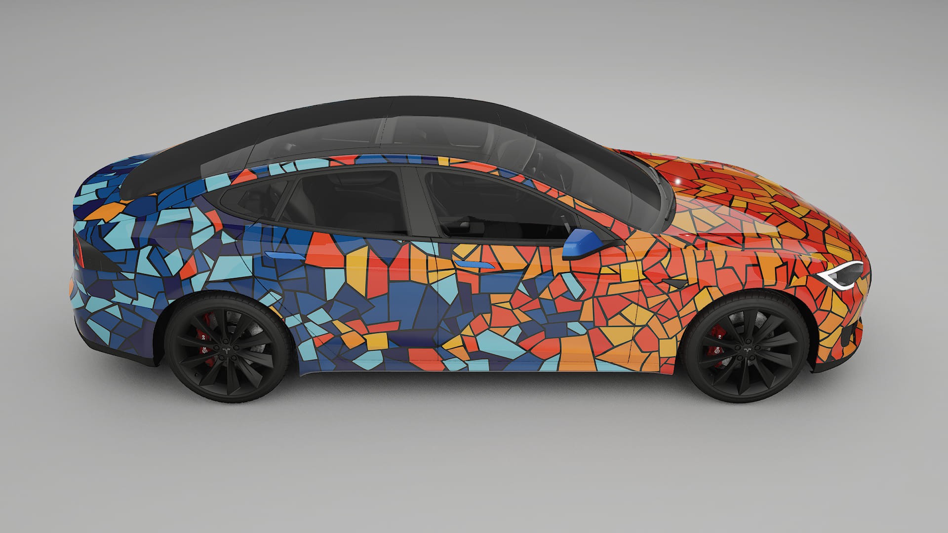 Tesla Model-S BARCELONA – Ontworpen Wrap PPF Kit van Printbaar Polyurethaanfolie