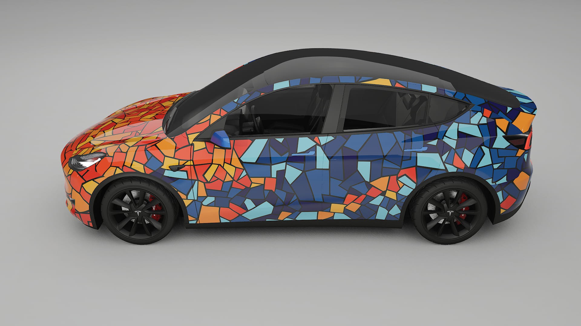 Tesla Model Y BARCELONA – Ontworpen Wrap PPF Kit van Printbaar Polyurethaanfolie
