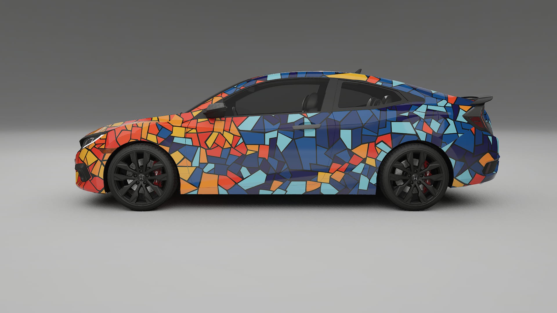 Honda Civic coupe prefacelift pre-LCI BARCELONA – Ontworpen Wrap PPF Kit van Printbaar Polyurethaanfolie