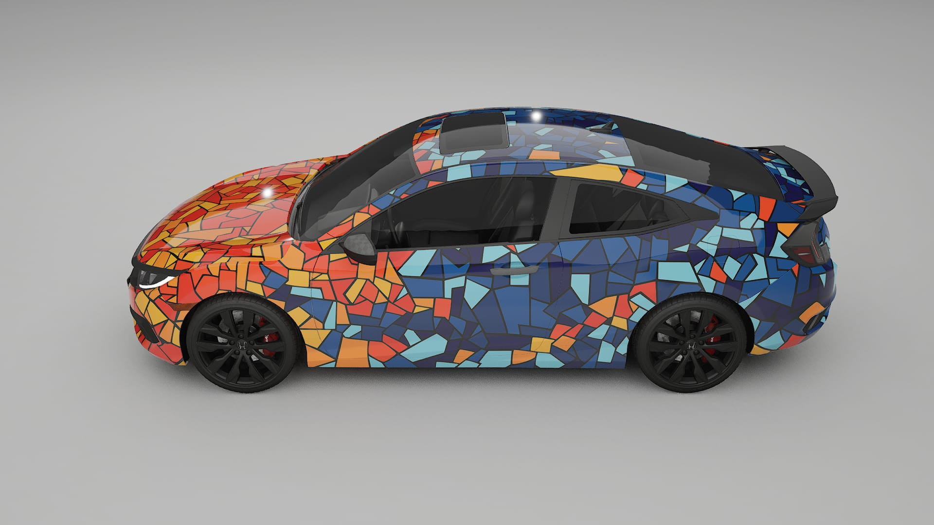 Honda Civic coupe prefacelift pre-LCI BARCELONA – Ontworpen Wrap PPF Kit van Printbaar Polyurethaanfolie