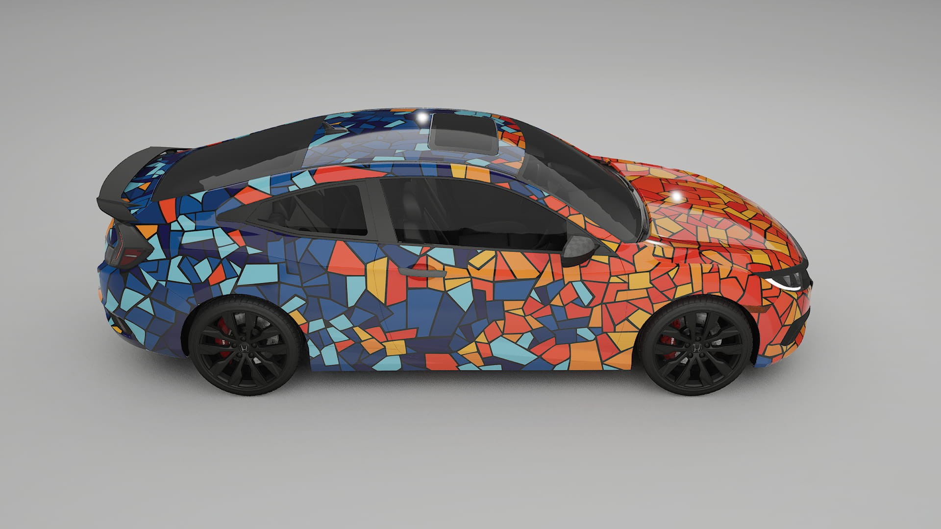 Honda Civic coupe prefacelift pre-LCI BARCELONA – Ontworpen Wrap PPF Kit van Printbaar Polyurethaanfolie