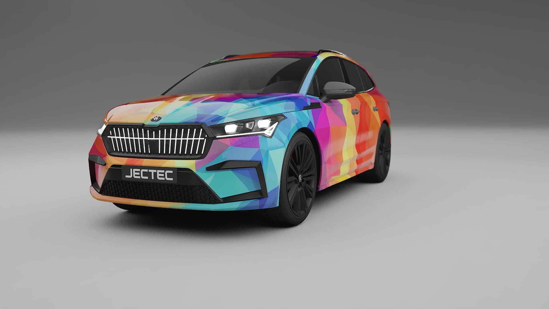 Škoda Enyaq MEB VECTOR VIBE – Ontworpen Wrap PPF Kit van Printbaar Polyurethaanfolie