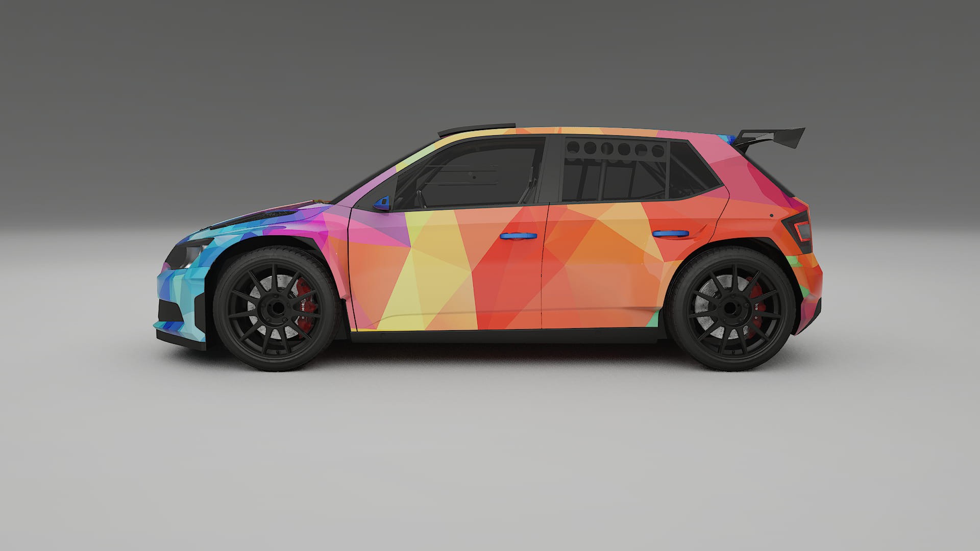 Škoda Fabia R5 6V VECTOR VIBE – Ontworpen Wrap PPF Kit van Printbaar Polyurethaanfolie