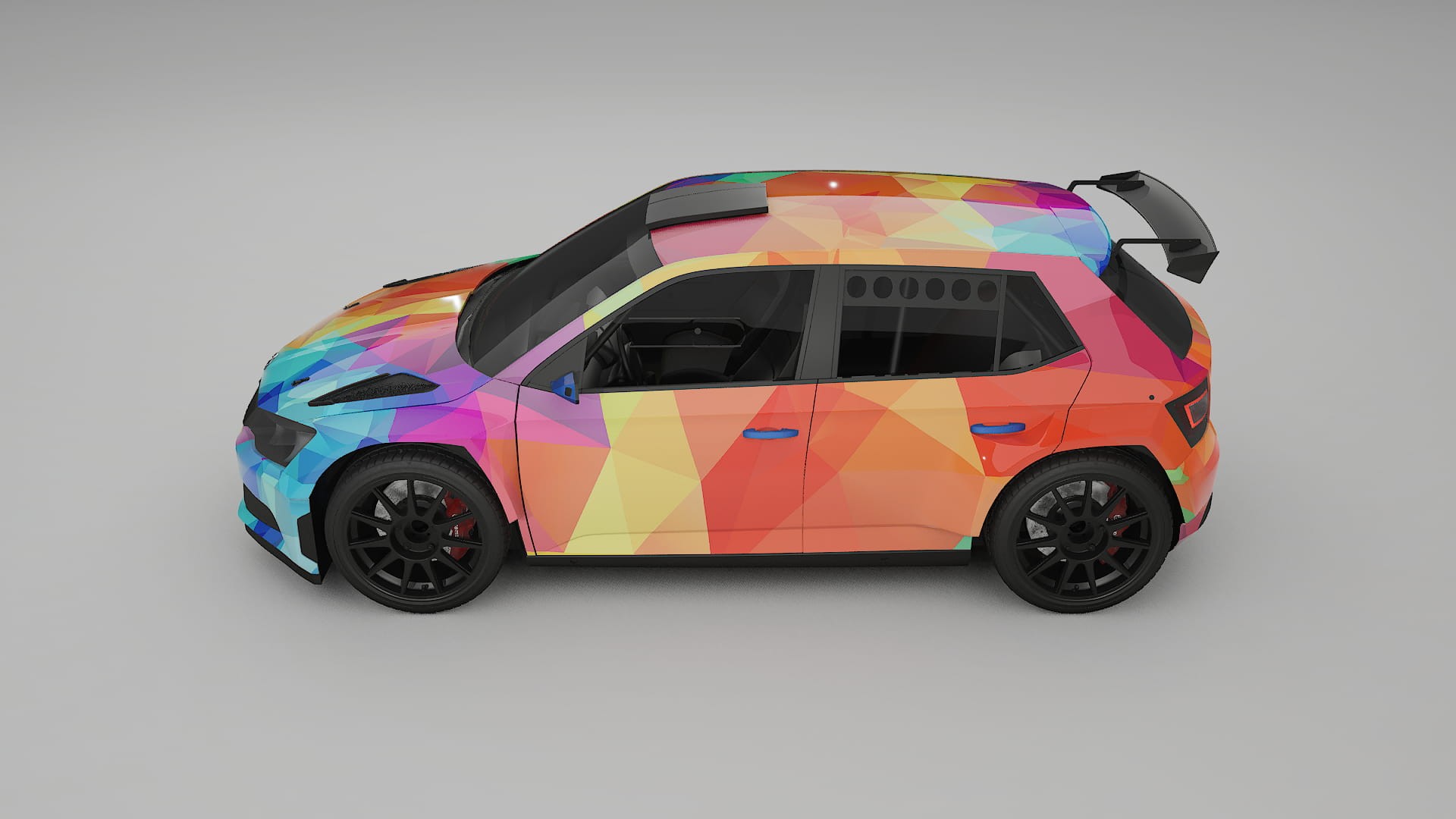 Škoda Fabia R5 6V VECTOR VIBE – Ontworpen Wrap PPF Kit van Printbaar Polyurethaanfolie