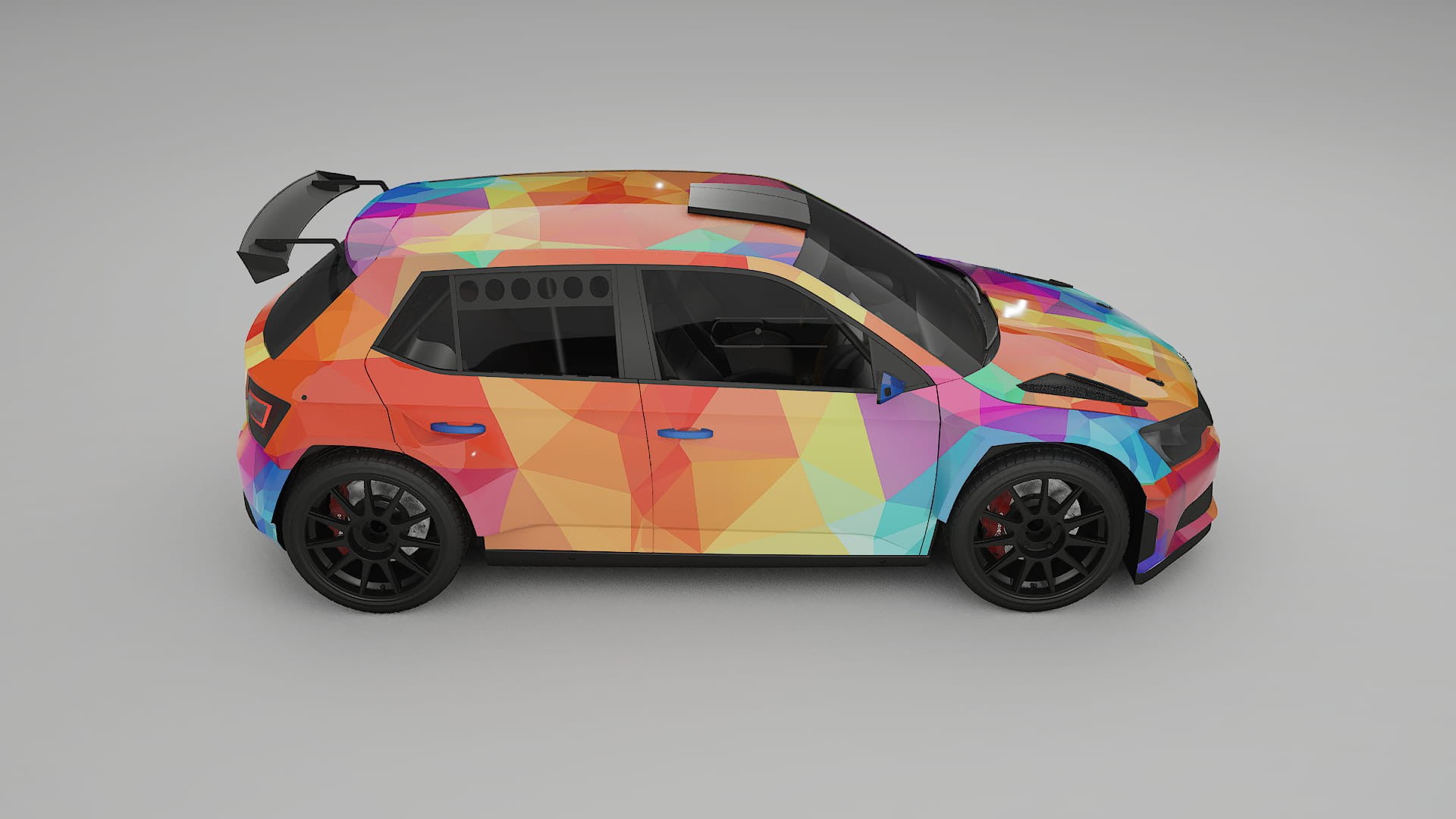 Škoda Fabia R5 6V VECTOR VIBE – Ontworpen Wrap PPF Kit van Printbaar Polyurethaanfolie