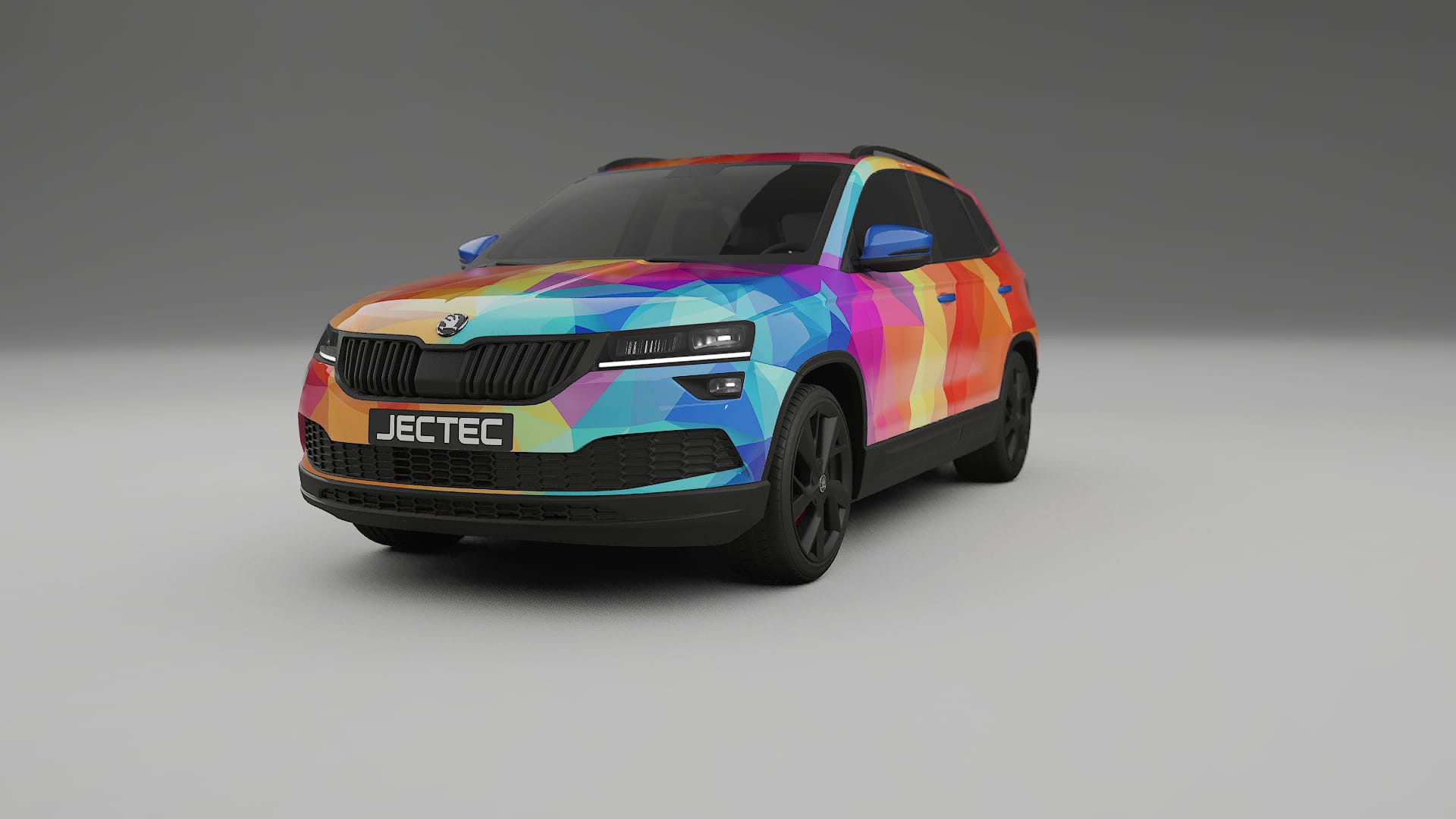 Škoda Karoq NU7 VECTOR VIBE – Ontworpen Wrap PPF Kit van Printbaar Polyurethaanfolie
