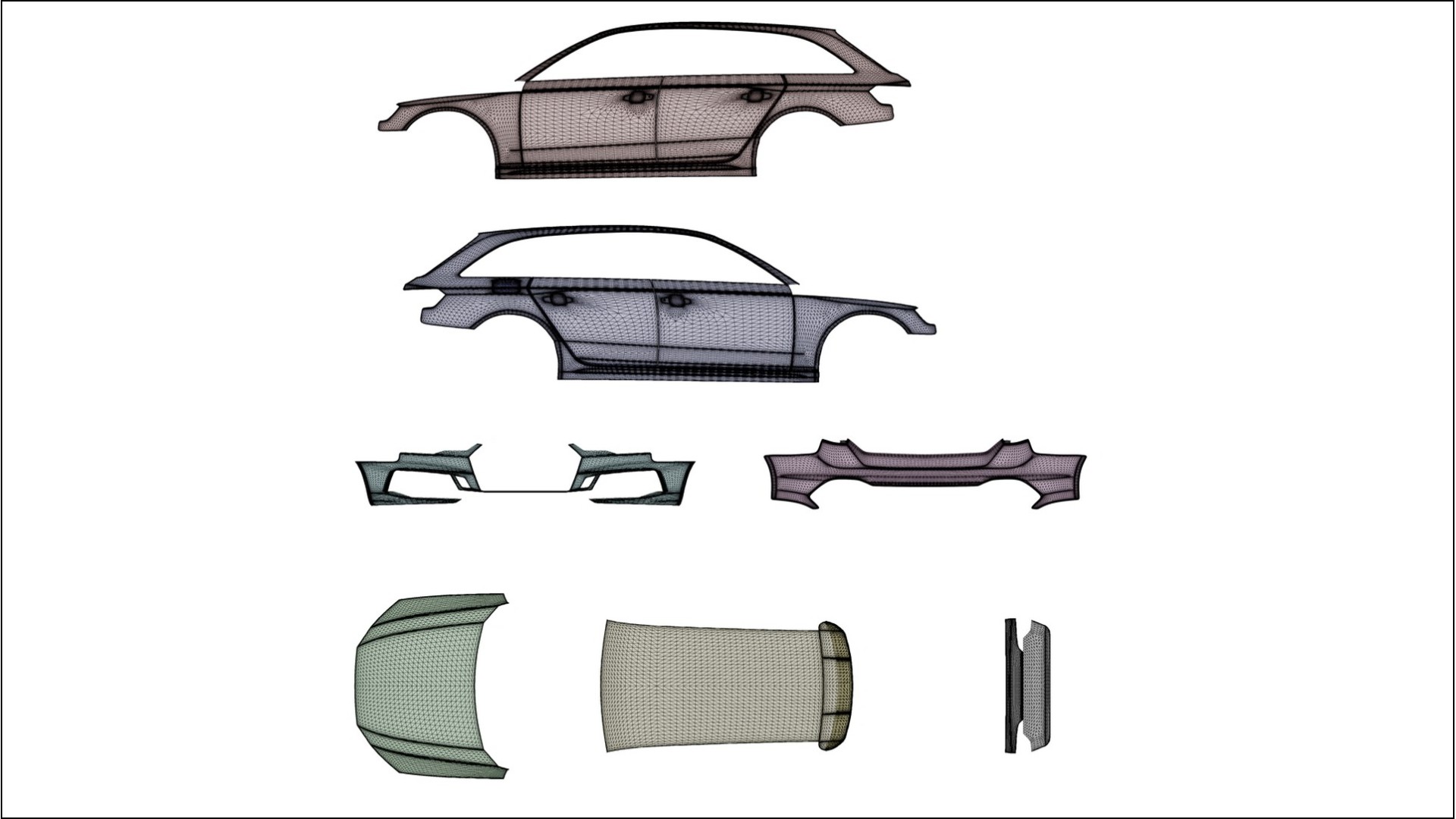 Audi RS4 Avant B9 prefacelift pre-LCI NINJA TURTLES – Ontworpen Wrap PPF Kit van Printbaar Polyurethaanfolie