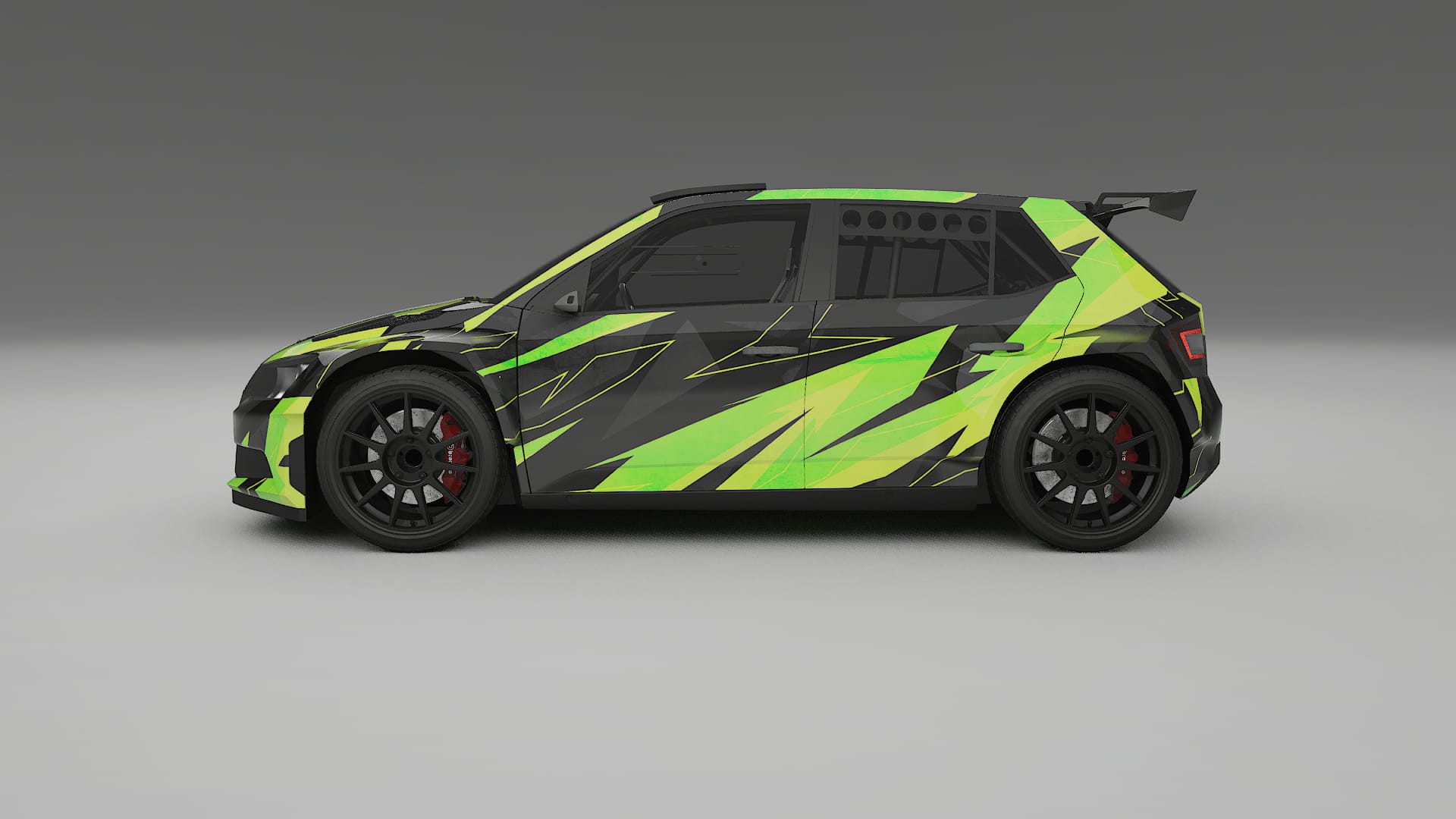 Škoda Fabia R5 6V NINJA TURTLES – Ontworpen Wrap PPF Kit van Printbaar Polyurethaanfolie