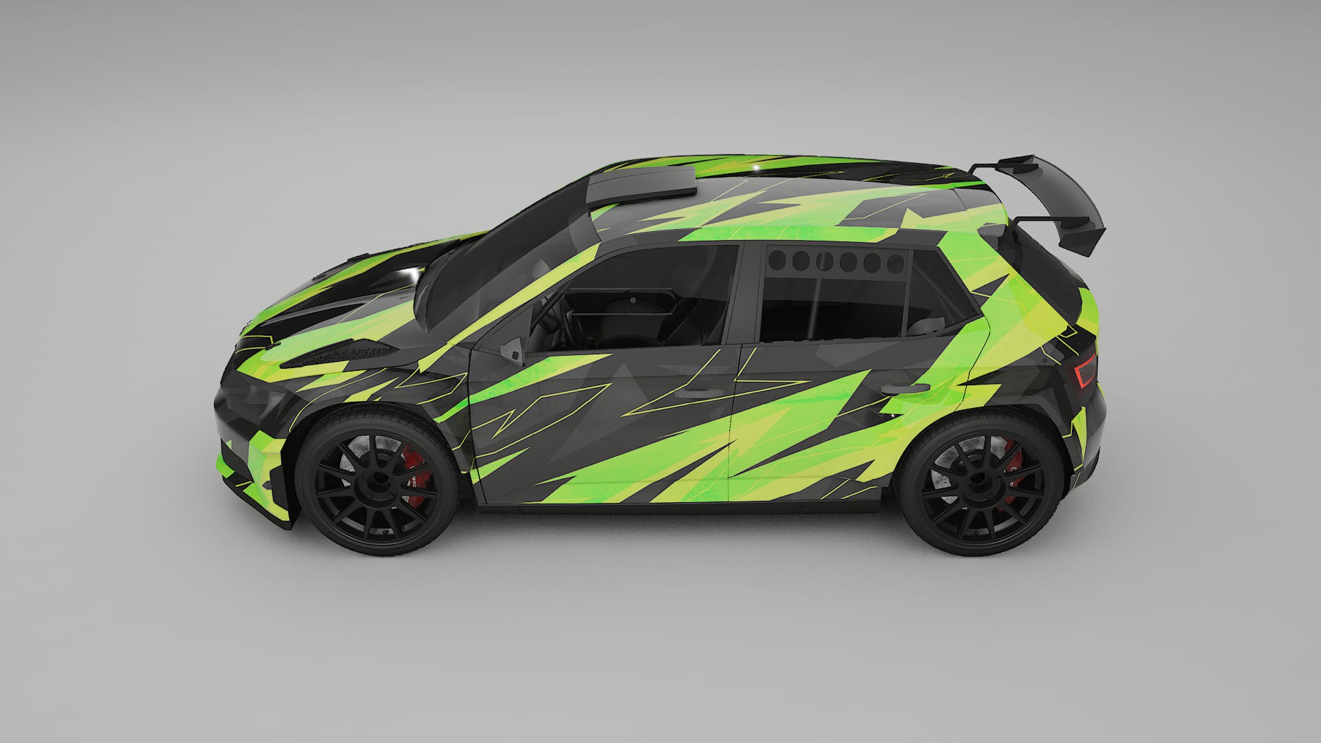 Škoda Fabia R5 6V NINJA TURTLES – Ontworpen Wrap PPF Kit van Printbaar Polyurethaanfolie