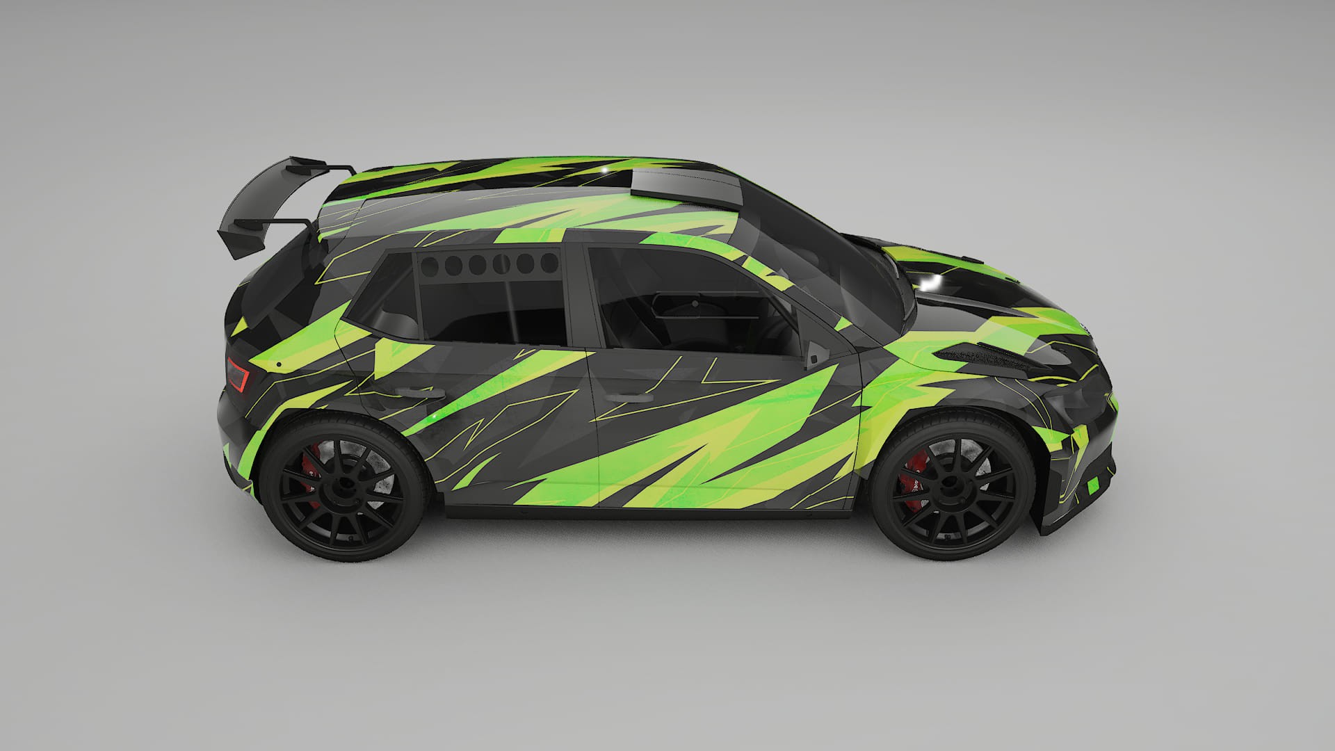 Škoda Fabia R5 6V NINJA TURTLES – Ontworpen Wrap PPF Kit van Printbaar Polyurethaanfolie