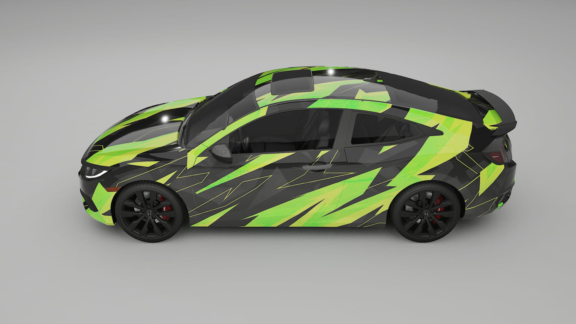 Honda Civic coupe prefacelift pre-LCI NINJA TURTLES – Ontworpen Wrap PPF Kit van Printbaar Polyurethaanfolie