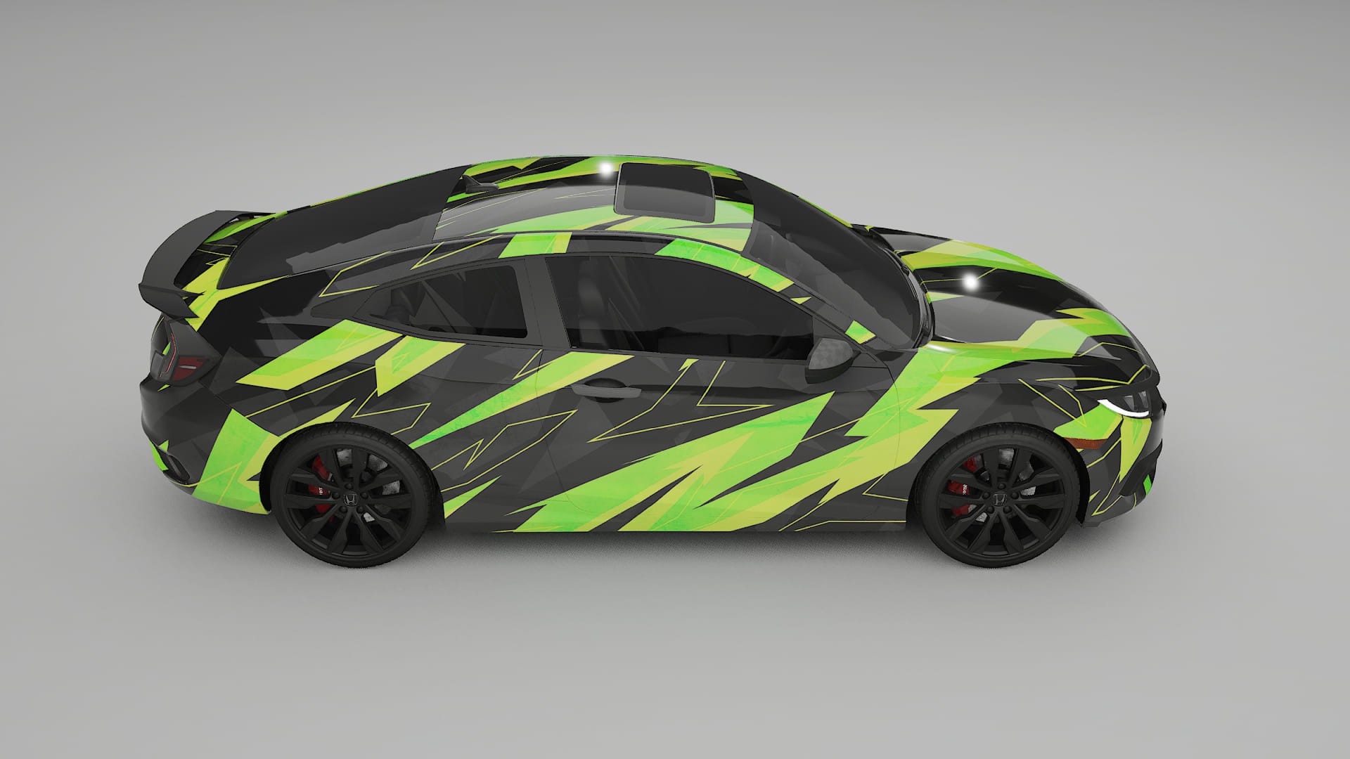 Honda Civic coupe prefacelift pre-LCI NINJA TURTLES – Ontworpen Wrap PPF Kit van Printbaar Polyurethaanfolie