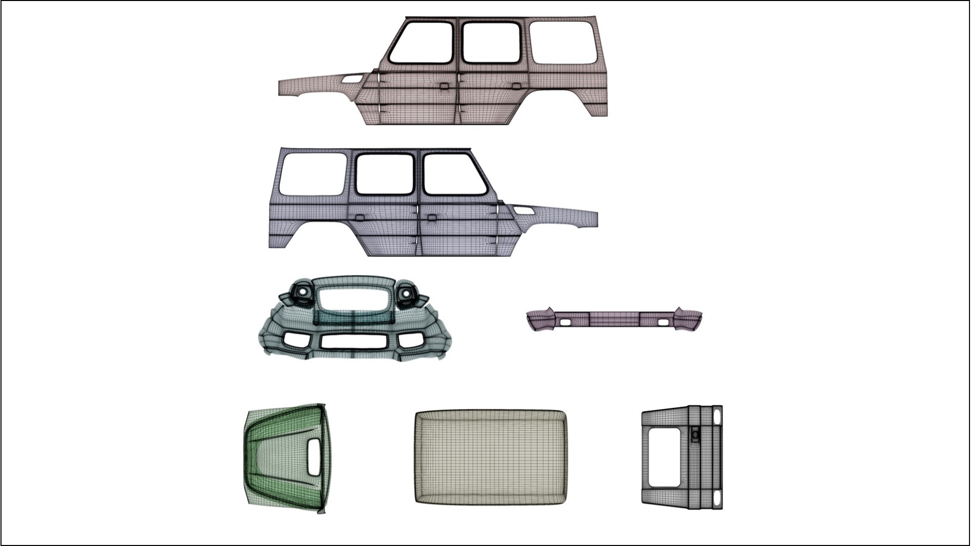 Mercedes G class 4x4 W463 TPU Lakbeschermingsfolie | CINDER Kleurveranderende PPF – Volledig Voorgesneden Kit 2